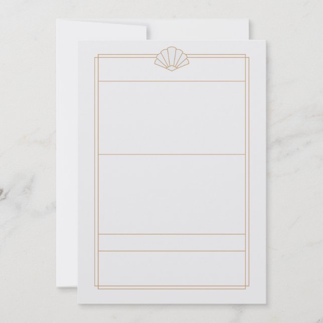 Green & cream Art Deco Style Wedding Invitation Inbjudningar (Framsida)