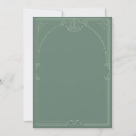 Green & cream Art Deco Style Wedding Invitation Inbjudningar