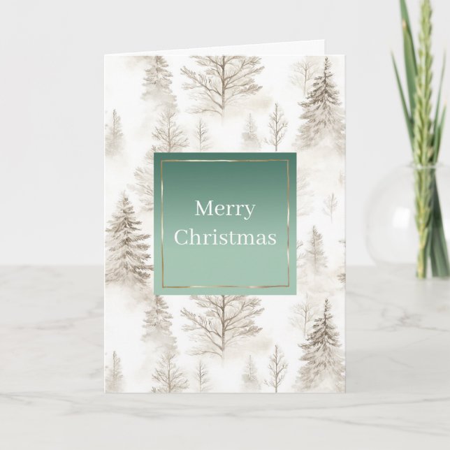 Green Cream Christmas Trees Kort (Framsida)