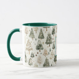 Green Cream Christmas Trees Mugg