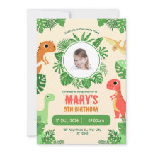 Green Cream Photo Cute Dinosaurs 5th birthday