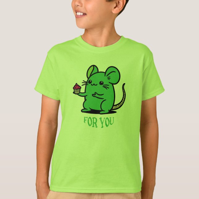 Green Cupcake Mouse for You T Shirt (Framsida)