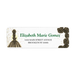 Green Custom Quinceañera Address Label Returadress Etikett