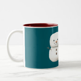 Green Cute Christmas Snowman Två-Tonad Mugg