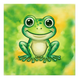 Green cute frog fototryck