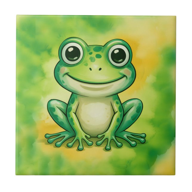 Green cute frog kakelplatta (Framsidan)