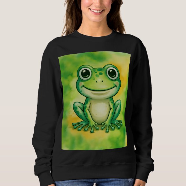 Green cute frog t shirt (Framsida)