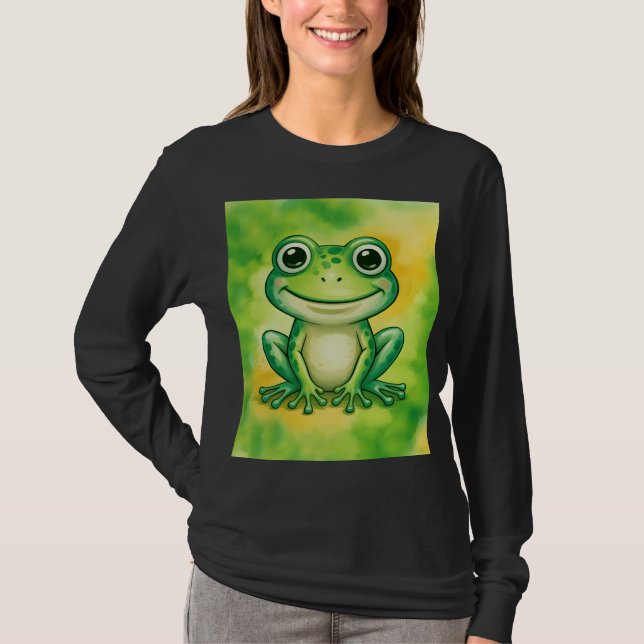 Green cute frog t shirt (Framsida)