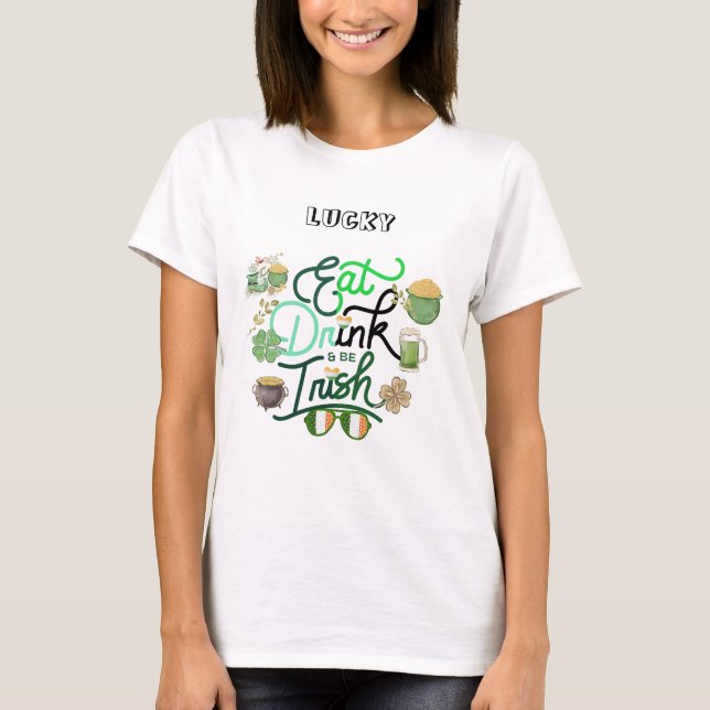 Green cute rainbow party patrick's day t shirt (Framsida)