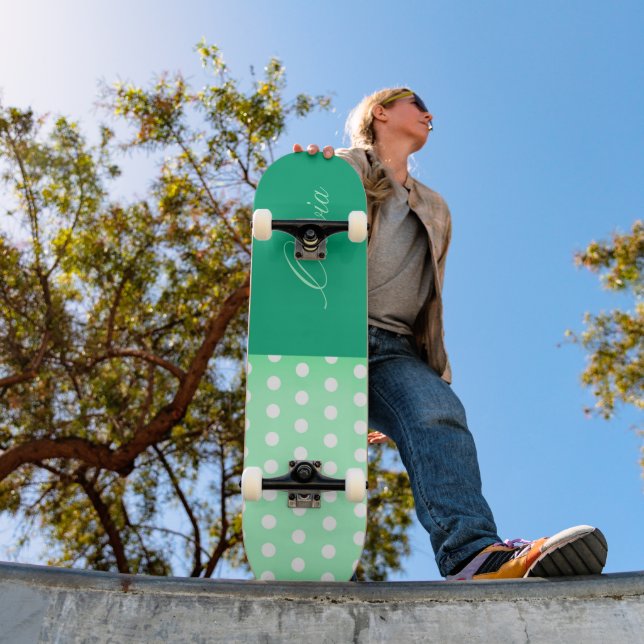 Green-cyan Poka Dot Mini Skateboard Bräda 18,5 Cm (Utomhus 1)