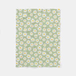 Green Daisy Blanket Fleecefilt