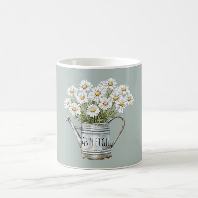 Green Daisy Flowers Kaffemugg (Center)