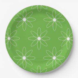Green Daisy Paper Plate
