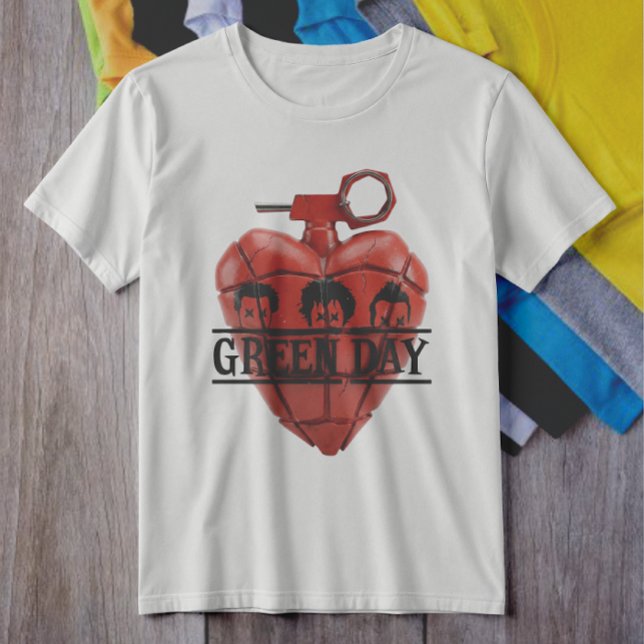 Green Day Red Heart Grenade Punk Rock T Shirt (Skapare uppladdad)
