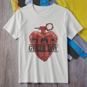 Green Day Rött Hjärta Granat Punk Rock T Shirt
