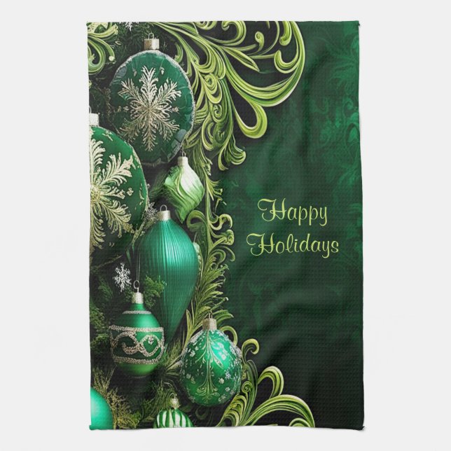 Green Decorative Ornaments Holiday Kitchen Towel Kökshandduk (Vertikal)