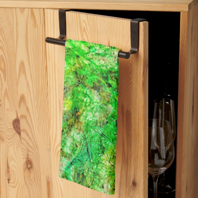 Green deep abstract kitchen towels,Green dazzling  Kökshandduk (Thirds Fold)