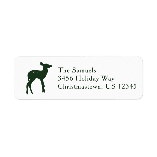 Green Deer Holiday Return Address Label Returadress Etikett (Framsidan)