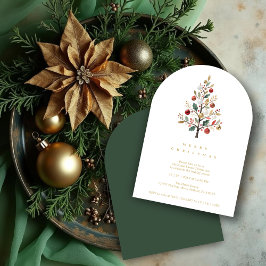 Green Delicate Simple Chic Winter Christmas Tree Inbjudningar