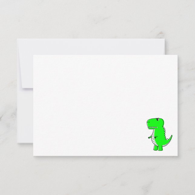 Green Dinosaur Drawing Custom Blank Anteckningskort (Framsida)