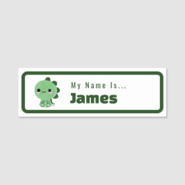 Green Dinosaur Themed Student Name Tag Namnbricka