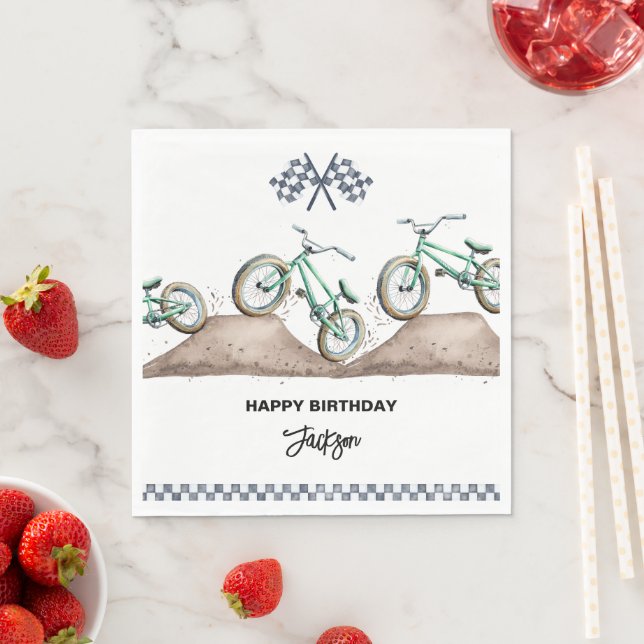 Green Dirt Bike BMX party Pappersservett (Insitu)