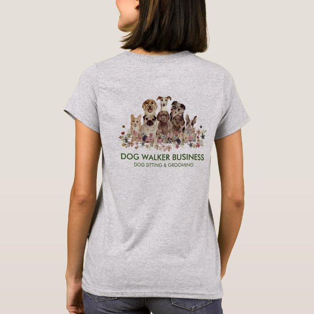 Green Dogs Services Groomer Walker-vakten T Shirt (Baksida)