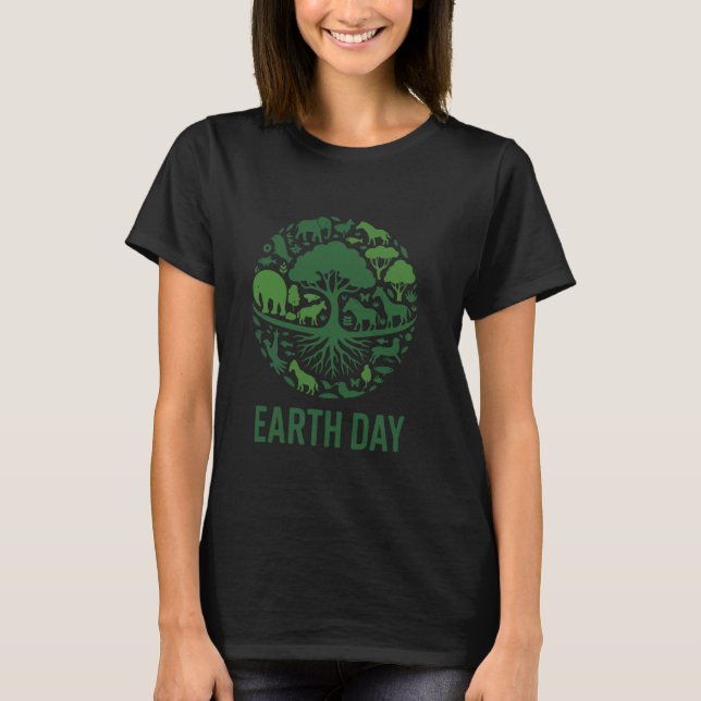 Green Earth Day Kids 55th Anniversary Celebration  T Shirt (Framsida)