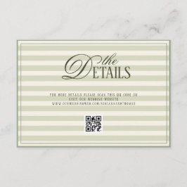 Green Elegant Timeless Wedding QR code Details Tilläggskort
