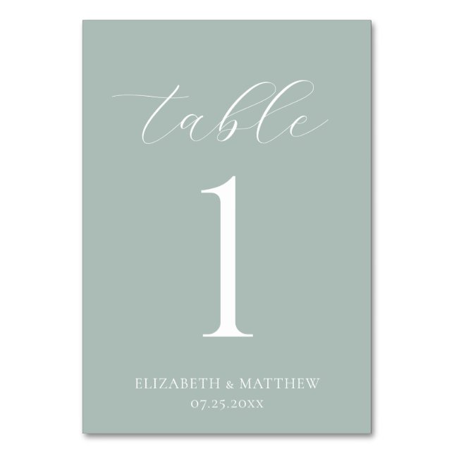 Green Elegant Wedding Bordsnummer (Framsidan)
