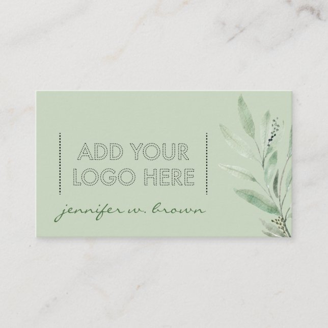Green Essential Oils Add your custom logo floral Visitkort (Framsida)
