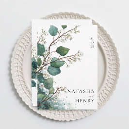Green Eucalyptus Botanical Watercolor Wedding Inbjudningar