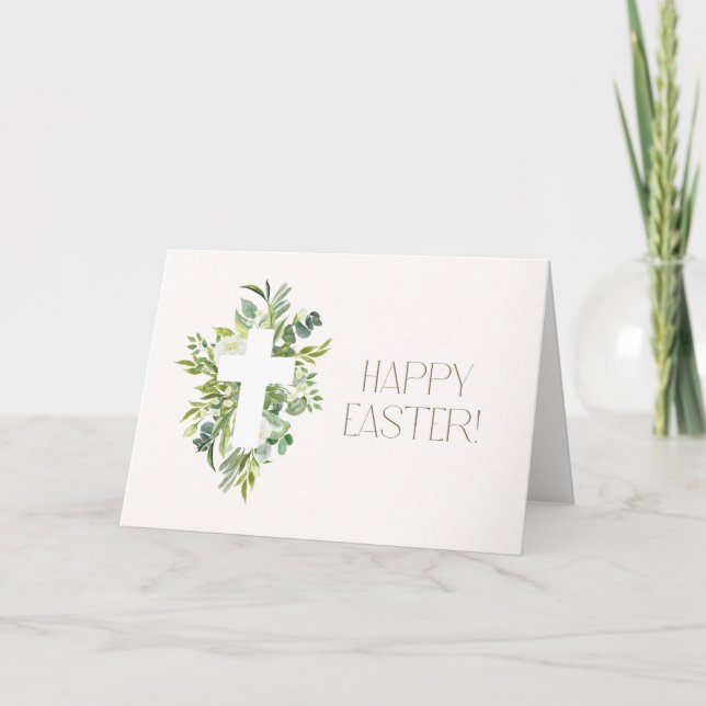 Green Eucalyptus Design Easter Holiday Card Tack Kort (Framsida)