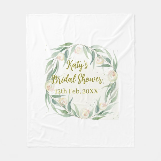 Green eucalyptus floral bridal shower name date go fleecefilt (Framsidan)