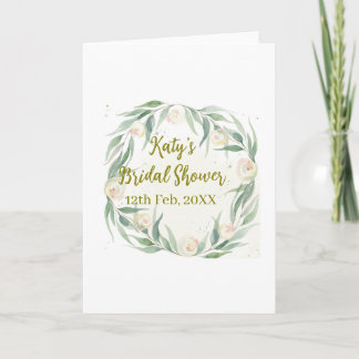 Green eucalyptus floral bridal shower name date go kort
