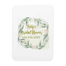 Green eucalyptus floral bridal shower name date go magnet