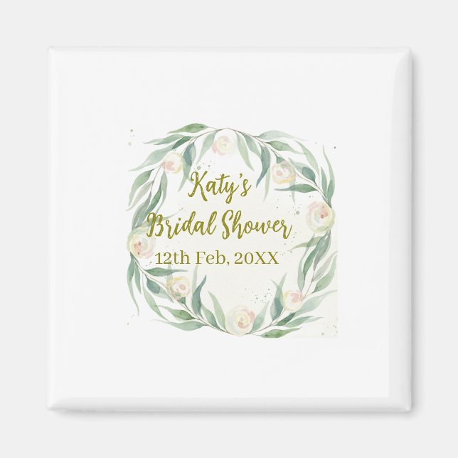 Green eucalyptus floral bridal shower name date go magnet (Framsidan)