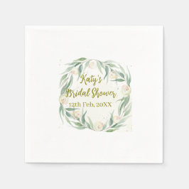 Green eucalyptus floral bridal shower name date go pappersservett