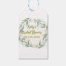 Green eucalyptus floral bridal shower name date go presentetikett