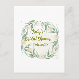 Green eucalyptus floral bridal shower name date go vykort