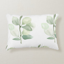 Green Eucalyptus Leaves, delicate pastel decor Prydnadskudde