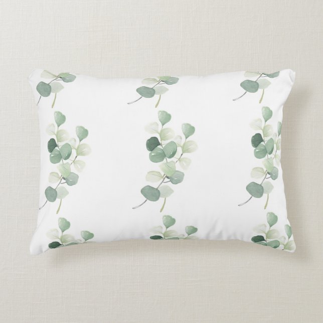 Green Eucalyptus Pastel Leaves Duvet Cover Prydnadskudde (Framsidan)