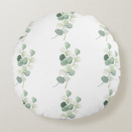 Green Eucalyptus Pastel Leaves Duvet Cover Rund Kudde