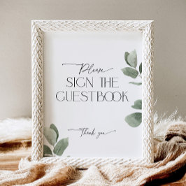 Green Eucalyptus Sign the Guestbook Pedestal Sign