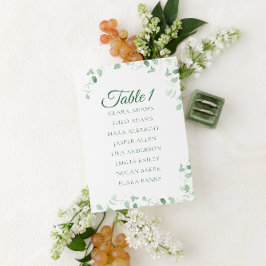 Green Eucalyptus Wedding Seating Chart Card Bordsnummer
