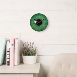 Green Eye Iris Eyeball Medium Custom Round Clock Rund Klocka