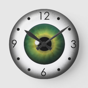 Green Eyeball Iris Eye Custom Medium Round Clock Rund Klocka
