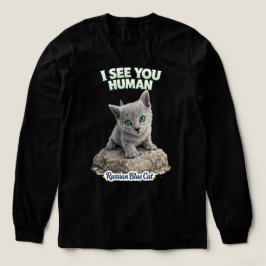 Green Eyes Russian Blue Kitten – I See You Human T Shirt