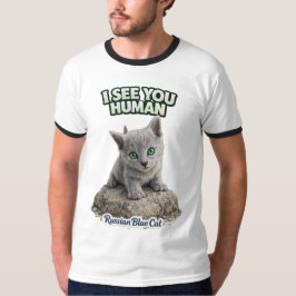 Green Eyes Russian Blue Kitten – I See You Human T Shirt