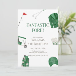 Green Fantastic Fore Preppy Golf Kids Birthday Inbjudningar